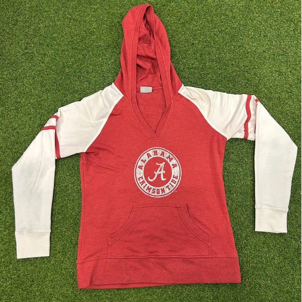 Alabama Crimson Tide Womens Large‎ Hoodie Red White Raglan V-Neck Sweatshirt